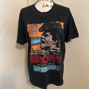 James Brown Black Distressed Graphic Shirt